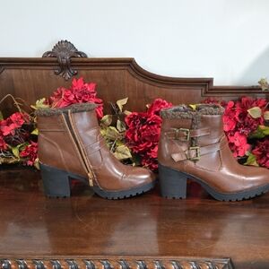 Tino Gonzalez Brown Leather Ankle Boots with Buckle Detail